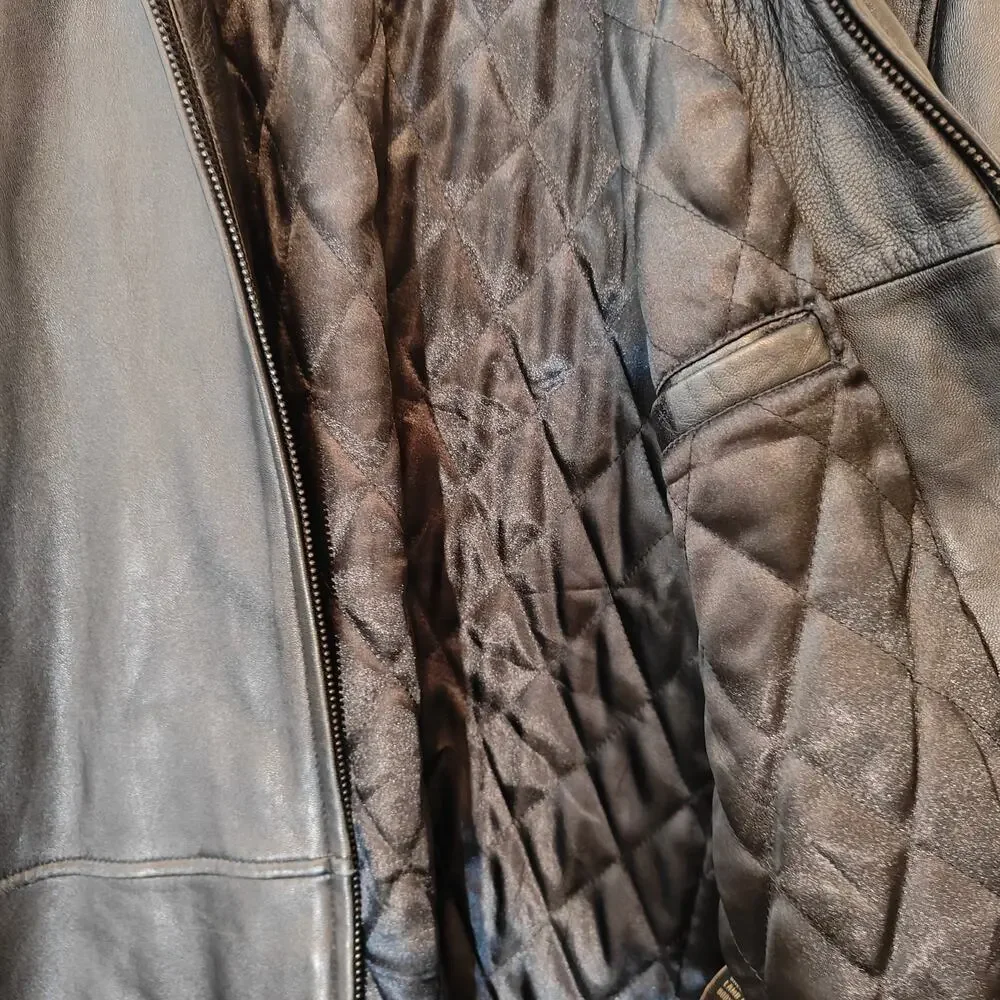 Marc New York Andrew Marc Black Leather Jacket M Zip Front Coat